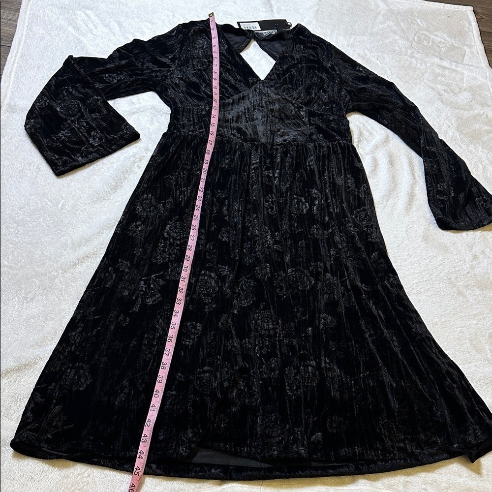 NWT Disturbia Womens Black Velour Floral Dark Romantic Goth Corset Midi Dress 10 - Picture 9 of 12